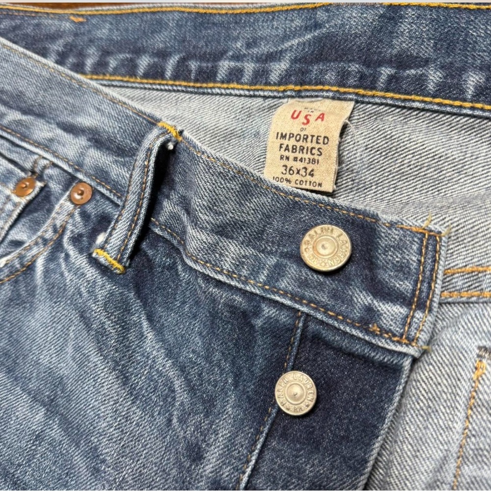 Men's RRL LOW STRAIGHT Fit Blue Jeans - Picture 5 of 7